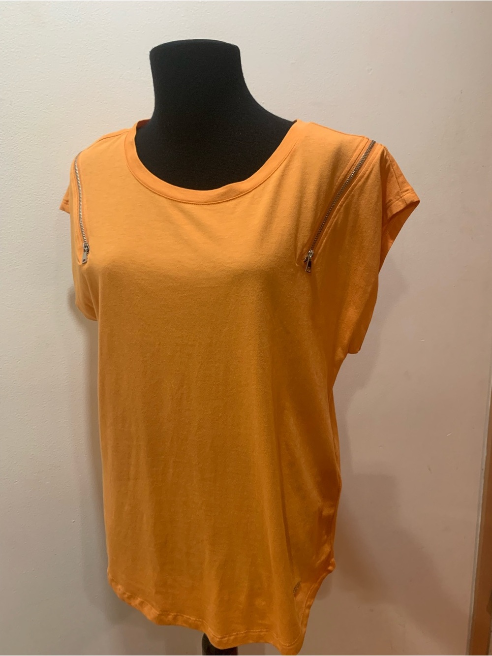 DKNY Orange Zip Shoulder Tshirt